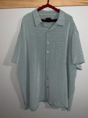 Van Heusen Light Slate Blue Short-Sleeve Button-Down Shirt Size 4XLT 21-21 1/2